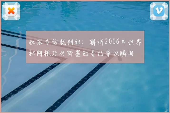 独家专访裁判组:解析2006年世界杯阿根廷对阵墨西哥的争议瞬间